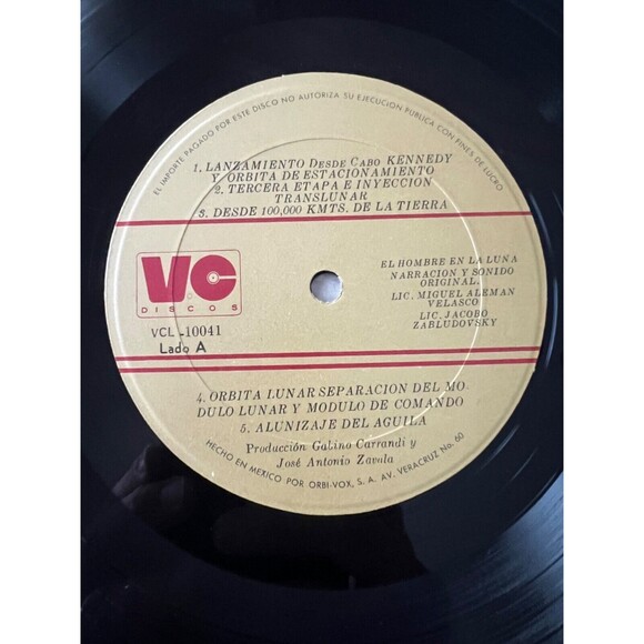 El Hombre En La Luna Narration Sonido Original LP Velasco Zabludovsky VCL 10041 - Picture 5 of 7